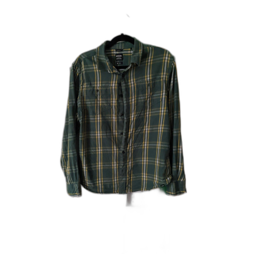 Prana Dolberg L Flannel Shirt soft pine standard-fit plaid shirt